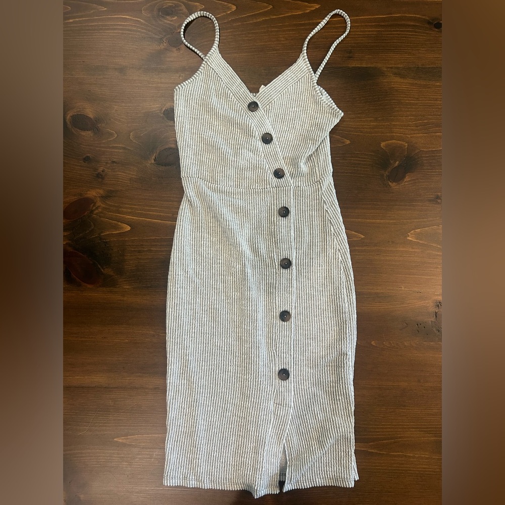 Caution To The Wind Black and White Striped Midi Dress